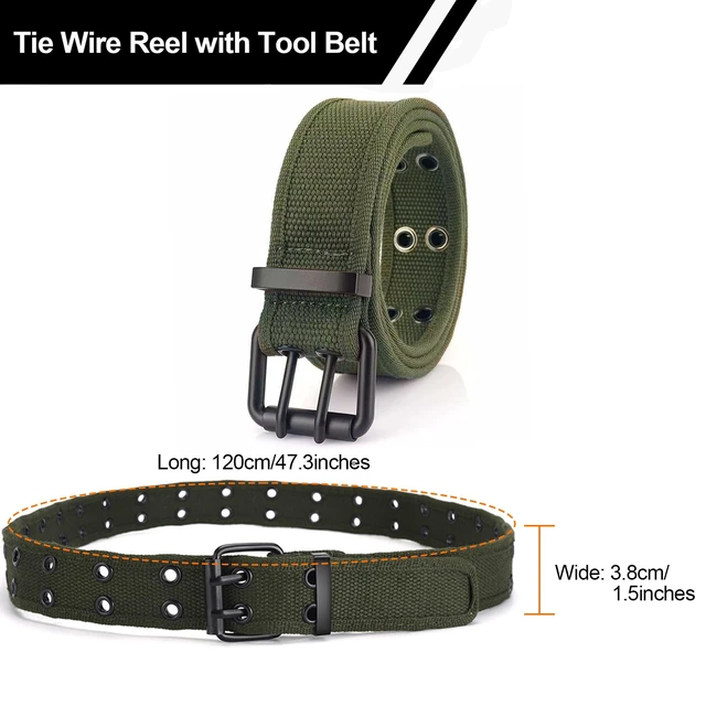 Alt view image 5 of 7 - Tie Wire Reel Kit, Aluminum Rewindable Dispenser with Green Work Belt Compatible with 12-18 Gauge Wire, Ambidextrous Design for Left or Right-Handed Use, Ideal for Rebar Tying and Construction