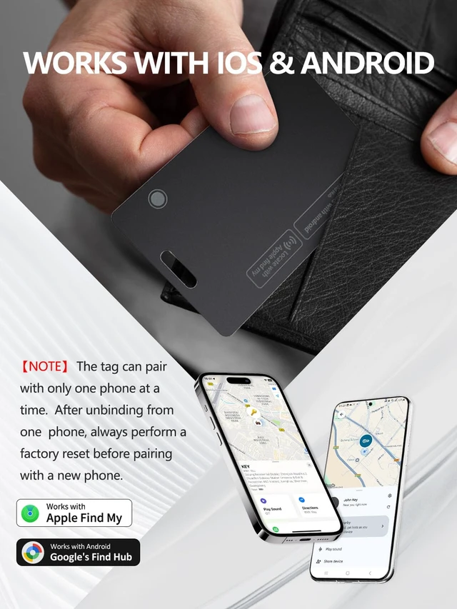 Alt view image 2 of 7 - Wallet Tracker Card for Apple & Android - 2 Pack Find My Wallet Tracker Card for Luggage, ID Card, Passport - Rechargeable Works with Apple Find My & Google's Find Hub