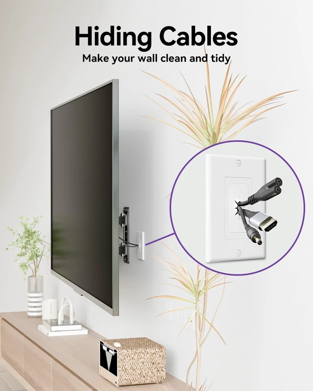Alt view image 2 of 6 - Wall Plate Cable Pass Through, White, 4-Pack Single Gang Wall PlateFlexible Rubber Grommets Wall Mount TV Cable Management for Low Voltage Cables