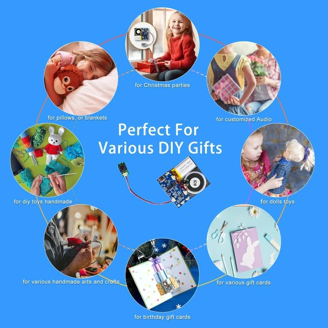 Alt view image 6 of 7 - Module - 16MB Push Button Activated Sound Module with Speaker, Type-C Cable, and Easy Recording Capability16 Minutes for Personalized Greetings, DIY Projects, and Holiday Crafts (Blue-1 PC)