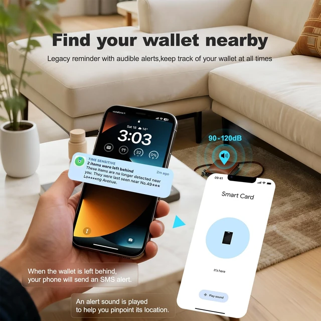 Alt view image 5 of 7 - Wallet Tracker Card - Compatible with Apple Find My, Bluetooth Tracker Smart Card Wallet Finder, IP68 Waterproof, Item Locator for Luggage Tags, Passports, Purse (2)