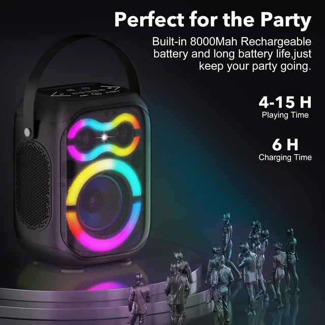 Alt view image 4 of 7 - Portable Bluetooth Speakers 80W Big Powerful Wireless Outdoor Loud Stereo Deep Bass Sound Boombox TWS Home Party Speaker with Subwoofer LED Lights