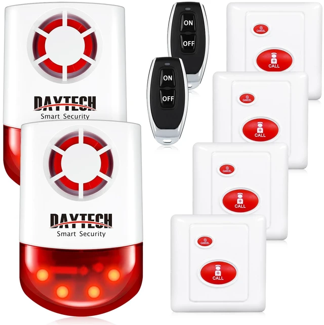 Main image of Panic Button Alarm, Strobe Siren Alarm, Loud SOS Alert System 2 Red Flashing Siren 2 Remotes Panic Button 4 Emergency Button for Store/Home/Hotel/Jewelry/Shop Security Alarm