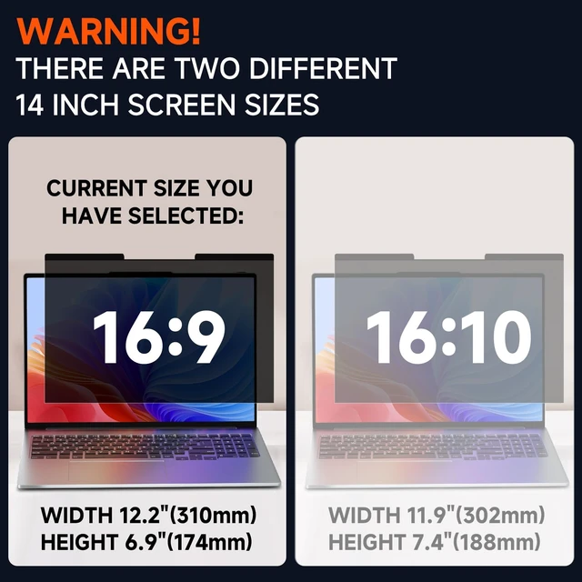 Alt view image 2 of 7 - Laptop Privacy Screen 14 Inch Magnetic(16:9 Aspect Ratio) Removable