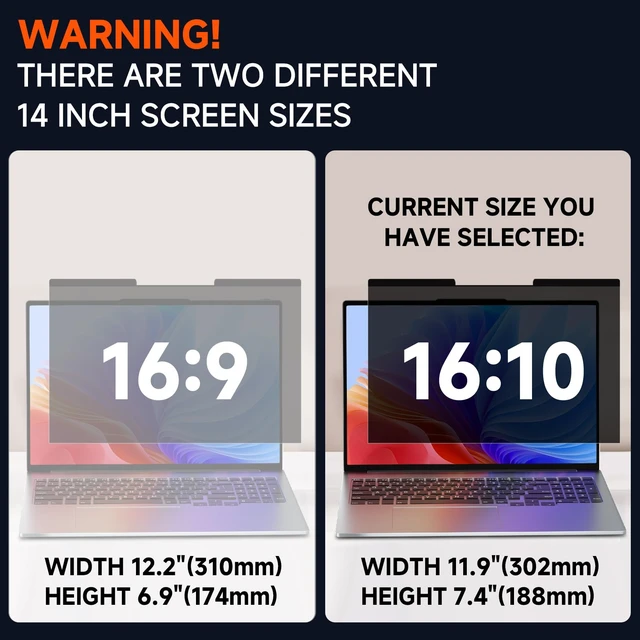 Alt view image 2 of 7 - Laptop Privacy Screen 14 Inch Magnetic(16:10 Aspect Ratio) Removable