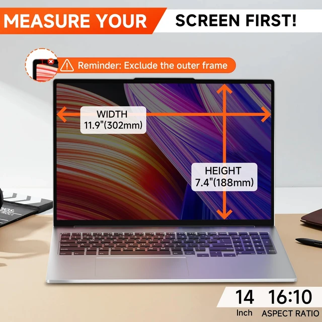 Alt view image 3 of 7 - Laptop Privacy Screen 14 Inch Magnetic(16:10 Aspect Ratio) Removable