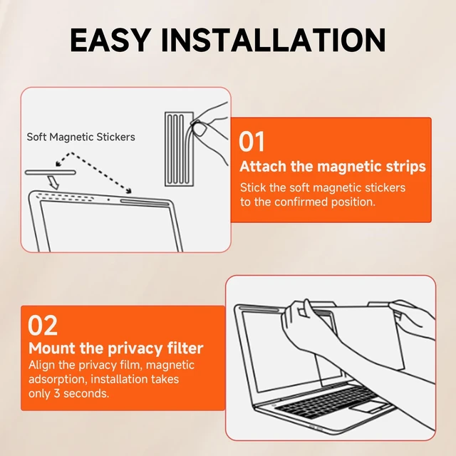 Alt view image 4 of 7 - Laptop Privacy Screen 14 Inch Magnetic(16:9 Aspect Ratio) Removable