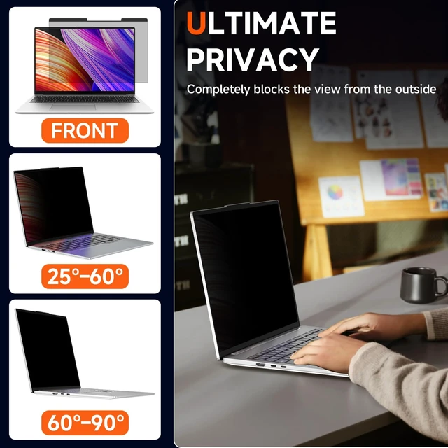 Alt view image 6 of 7 - Laptop Privacy Screen 14 Inch Magnetic(16:9 Aspect Ratio) Removable