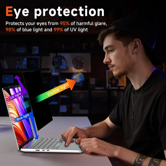 Alt view image 7 of 7 - Laptop Privacy Screen 14 Inch Magnetic(16:9 Aspect Ratio) Removable