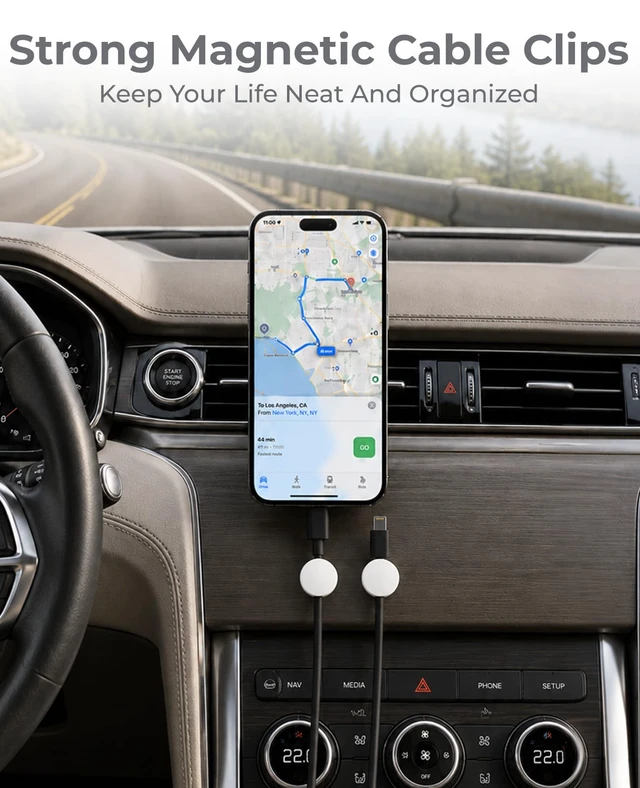 Alt view image 4 of 7 - Magnetic Cable Clips White, Cord Organizer Magnet Silicone Cord Management Charging Cable Holder for Metal Desk, File Cabinet, Home and Office, with Extra Adhesive Plates (5 Piece, Large Size)