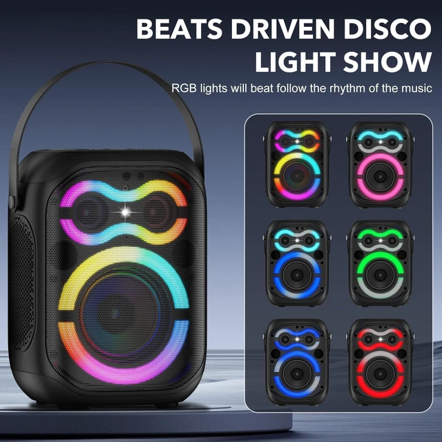 Alt view image 5 of 7 - Portable Bluetooth Speakers 80W Big Powerful Wireless Outdoor Loud Stereo Deep Bass Sound Boombox TWS Home Party Speaker with Subwoofer LED Lights