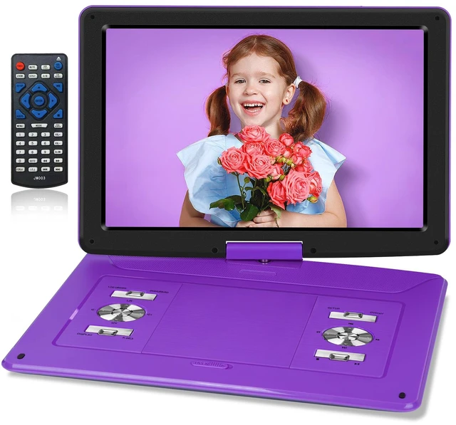 Main image of 17.5" Portable DVD Player 15.6" Large HD Screen, with Car Charger 6-Hour Battery, USB/SD Card, Sync TV, Multiple Disc Formats, Region-Free, High Volume Speaker, Purple