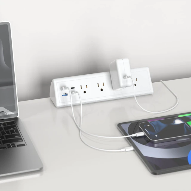Alt view image 2 of 7 - Desk Clamp Power Strip,20W Fast Charging Station,Surge Protector Nightstand Edge Mount,1875W Extension Cord with Multiple Outlets,2 USB-C,2 USB-A,for Home Office (White, 6 FT)