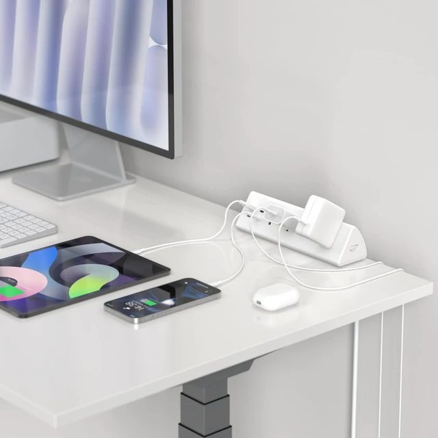 Alt view image 4 of 7 - Desk Clamp Power Strip,20W Fast Charging Station,Surge Protector Nightstand Edge Mount,1875W Extension Cord with Multiple Outlets,2 USB-C,2 USB-A,for Home Office (White, 6 FT)