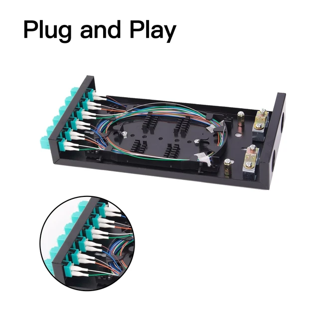 Alt view image 4 of 7 - 6Port Wall Mount Fiber Enclosure with Spool LC-MM OM3 Multimode Kit (Includes 1 Meter 12 Strand LC-UPC OM3 Pigtail and 6 Port Duplex LGX Loaded Panel)