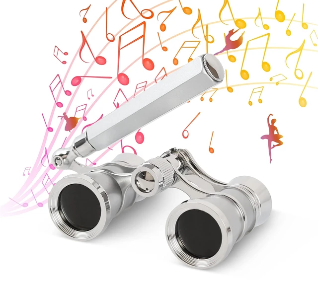 Main image of Opera Glasses 3X25 Theater Binoculars with Retractable Handle Compact with Carrying Bag, Easy to Use with Center-Focus Knob, High-grade Aluminum Aalloy, Elegant Gift for Women (Silver)