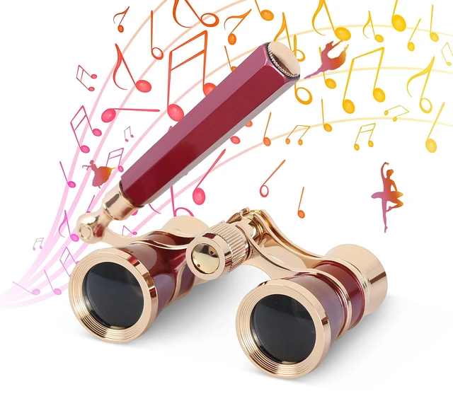 Main image of Opera Glasses 3X25 Theater Binoculars with Retractable Handle Compact with Carrying Bag, Easy to Use with Center-Focus Knob, High-grade Aluminum Aalloy, Elegant Gift for Women (Red)