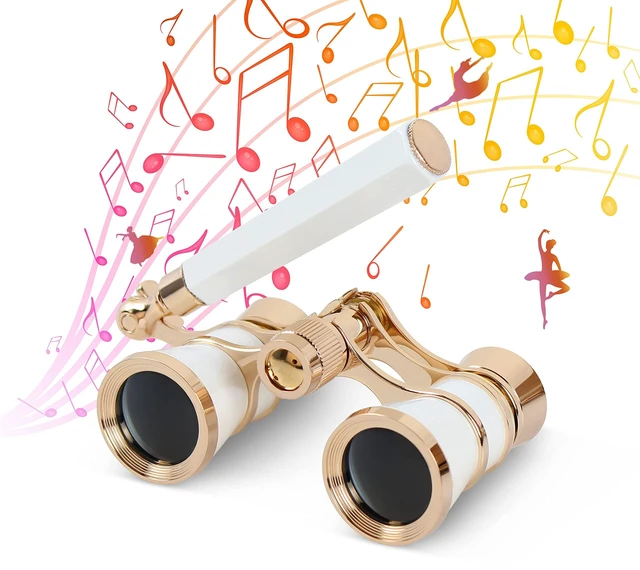 Main image of Opera Glasses 3X25 Theater Binoculars with Retractable Handle Compact with Carrying Bag, Easy to Use with Center-Focus Knob, High-grade Aluminum Aalloy, Elegant Gift for Women (White)