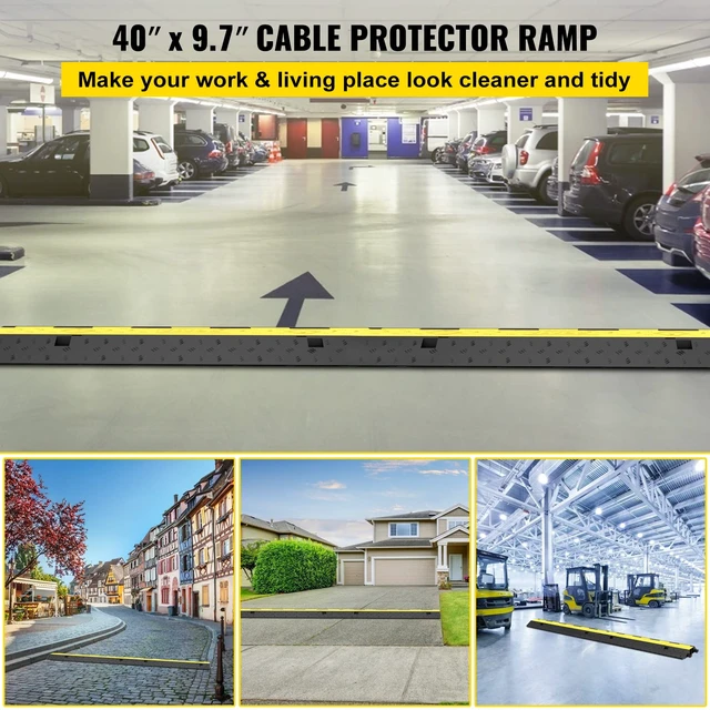 Alt view image 2 of 7 - 3 Pack of 2 Channel 11000lbs per Axle Capacity Protective Wire Cord Ramp Driveway Rubber Traffic Speed Bumps Cable Protector