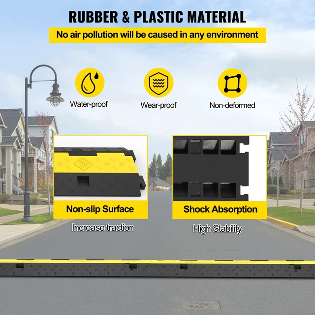 Alt view image 5 of 7 - 3 Pack of 2 Channel 11000lbs per Axle Capacity Protective Wire Cord Ramp Driveway Rubber Traffic Speed Bumps Cable Protector