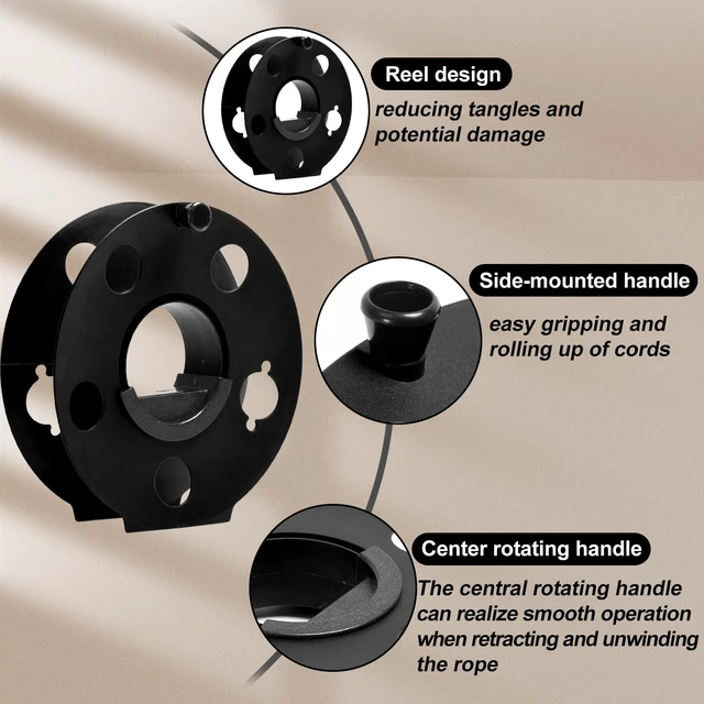 Alt view image 4 of 7 - Cord Storage Reel Easy to Use with Center Rotating Handle 100 Feet (Black)