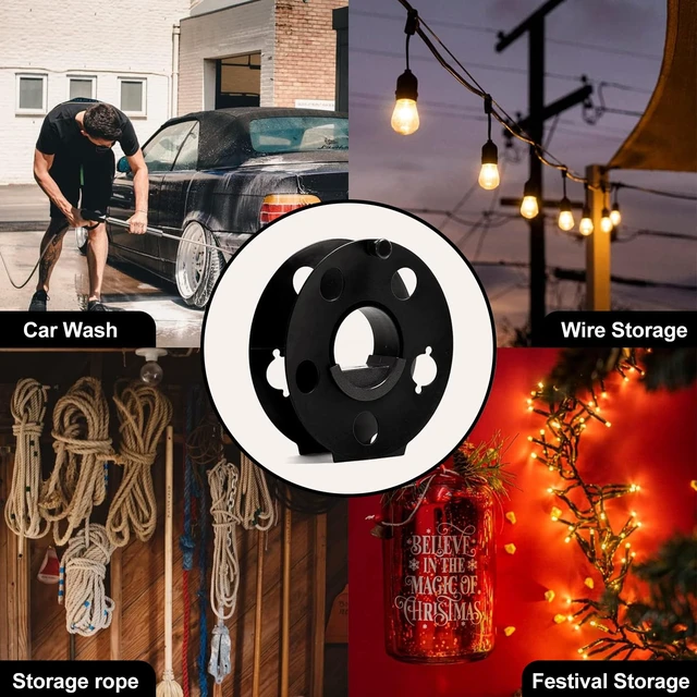 Alt view image 7 of 7 - Cord Storage Reel Easy to Use with Center Rotating Handle 100 Feet (Black)