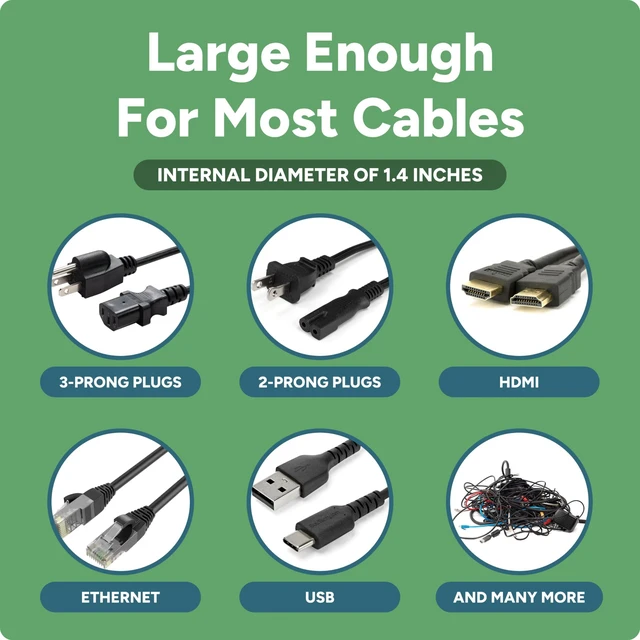 Alt view image 7 of 7 - Cable Pass Through Wall Port, Extended Length Fits Cable Sizes up to 3-Prong Plug Extra Long Compatible with 5 1/4 - 8 1/2 Wall Thickness Provides Solid Channel Through Wall (White)