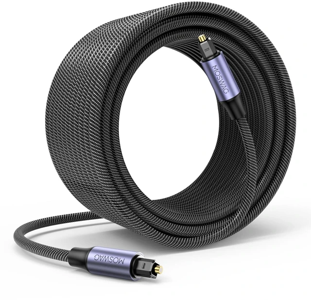 Main image of Digital Audio Toslink Cable 10M/33FT, Braided Toslink Optical Cable, Digital Fiber Optic Audio Cord 10M, 33 Feet Fiber Optic Cord for Sound Bar, Smart TV, Home Theater, PS4