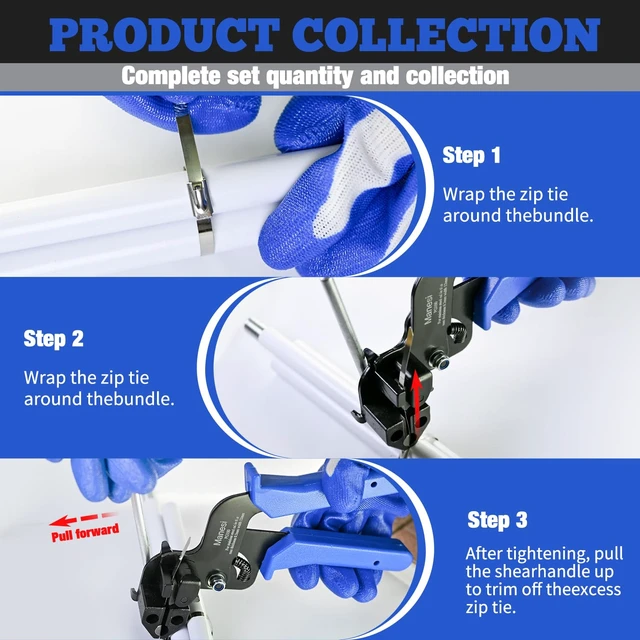 Alt view image 6 of 7 - Metal Zip Tie Gun with 157-Piece (3 Sizes) Stainless Steel Zip Ties Cable Ties Heavy Duty Zip Tie Tool for Fastening and Cutting, Chain Link Fence Parts for Fence Exhaust Pipe Outdoor