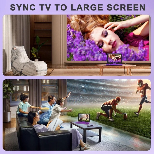 Alt view image 5 of 7 - 17.5" Portable DVD Player 15.6" Large HD Screen, with Car Charger 6-Hour Battery, USB/SD Card, Sync TV, Multiple Disc Formats, Region-Free, High Volume Speaker, Purple