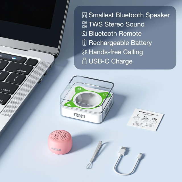 Alt view image 6 of 7 - Mini Wireless Bluetooth Speaker with Bluetooth 5.0 - Perfect for Travel & Outdoor Sound (Pink)
