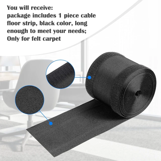 Alt view image 3 of 7 - Carpet Cord Cover Floor Cable Protector, 4 Inch X 15 Feet, Black Hook Loop Adhesive Design, Carpet Wire Cover, Floor Cable Management, Prevents Tripping, for Office Carpet Organized Protect
