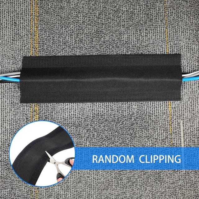 Alt view image 5 of 7 - Carpet Cord Cover Floor Cable Protector, 4 Inch X 15 Feet, Black Hook Loop Adhesive Design, Carpet Wire Cover, Floor Cable Management, Prevents Tripping, for Office Carpet Organized Protect
