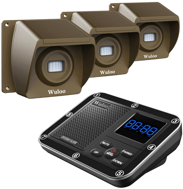 Main image of Wireless Driveway Alarm 1800 Feet Long Range Motion Sensor Alert System Driveway Detector for Home with 1800mAh Rechargeable Battery (1&3-Brown)