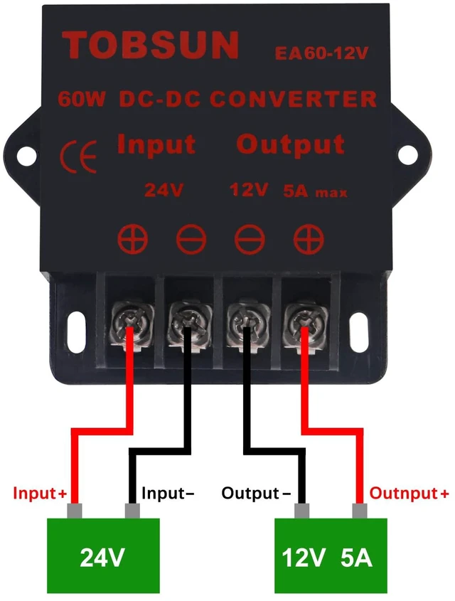 Alt view image 6 of 6 - 2PACK DC 24V to 12V 5A 60W Converter Step Down Regulator for Car Low Voltage Transformer