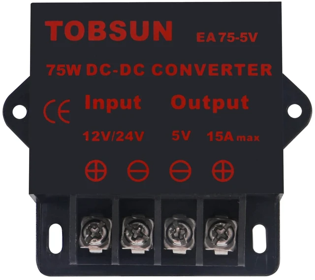 Alt view image 2 of 6 - 2 Pack DC Converter - Step Down Regulator 12V/24V to 5V 15A 75W Regulated Power Supply