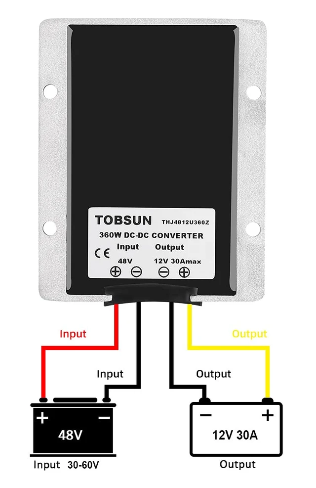 Alt view image 7 of 7 - 30A 360W DC 36V/48V to 12V Voltage Converter with Fuse - Waterproof Step Down Regulator Buck Reducer Power Transformer for Golf Cart - DC 36V/48V to 12V 30A