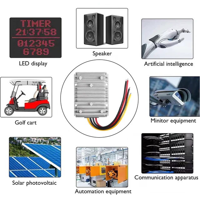 Alt view image 6 of 7 - 30A 360W DC 36V/48V to 12V Voltage Converter with Fuse - Waterproof Step Down Regulator Buck Reducer Power Transformer for Golf Cart - DC 36V/48V to 12V 30A