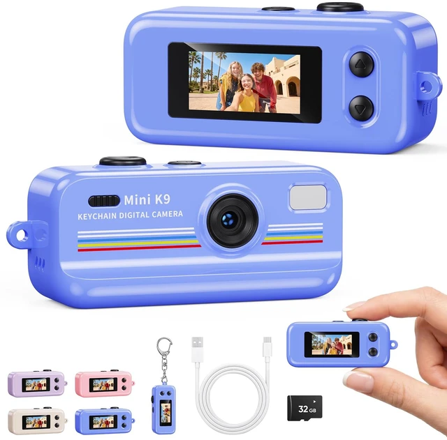 Main image of Mini Keychain Camera, 1080P Mini Digital Camera with 32GB Card 2MP 0.96 Inch Tiny Camera, 16X Digital Zoom, 1080P HD Video, Rechargeable Battery, Micro Camera for Travel, Blue