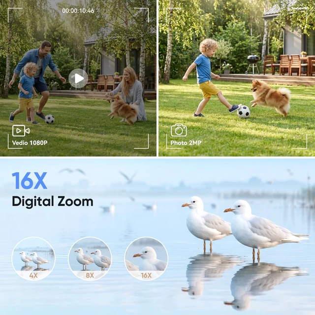 Alt view image 3 of 7 - Mini Keychain Camera, 1080P Mini Digital Camera with 32GB Card 2MP 0.96 Inch Tiny Camera, 16X Digital Zoom, 1080P HD Video, Rechargeable Battery, Micro Camera for Travel, Blue
