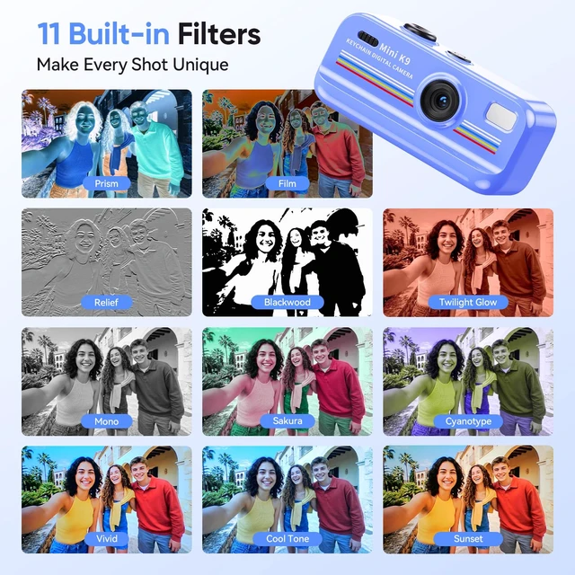 Alt view image 5 of 7 - Mini Keychain Camera, 1080P Mini Digital Camera with 32GB Card 2MP 0.96 Inch Tiny Camera, 16X Digital Zoom, 1080P HD Video, Rechargeable Battery, Micro Camera for Travel, Blue