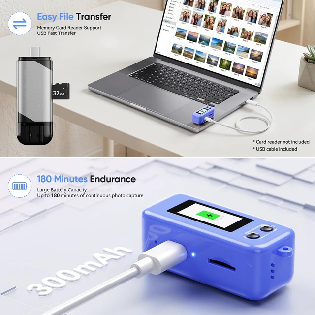 Alt view image 6 of 7 - Mini Keychain Camera, 1080P Mini Digital Camera with 32GB Card 2MP 0.96 Inch Tiny Camera, 16X Digital Zoom, 1080P HD Video, Rechargeable Battery, Micro Camera for Travel, Blue