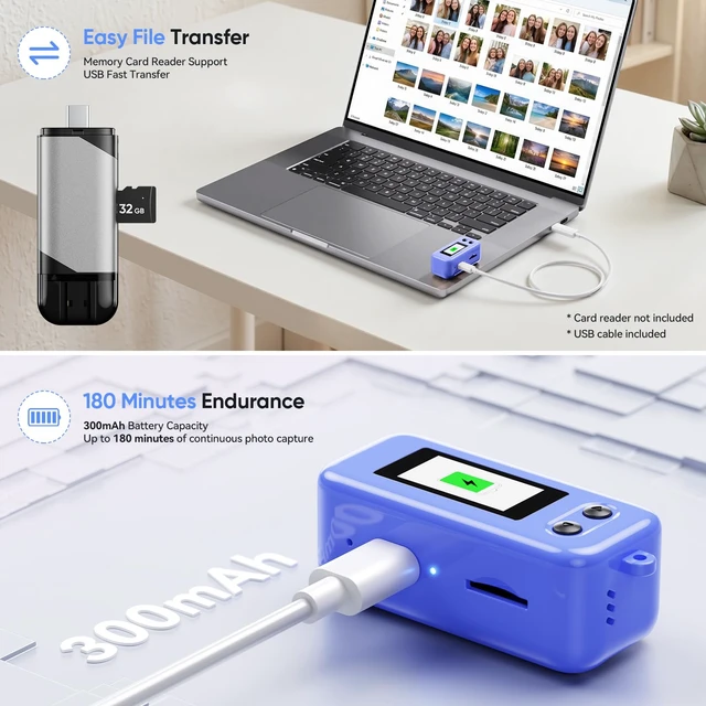 Alt view image 7 of 7 - Mini Keychain Camera, 1080P Mini Digital Camera with 32GB Card 2MP 0.96 Inch Tiny Camera, 16X Digital Zoom, 1080P HD Video, Rechargeable Battery, Micro Camera for Travel, Blue