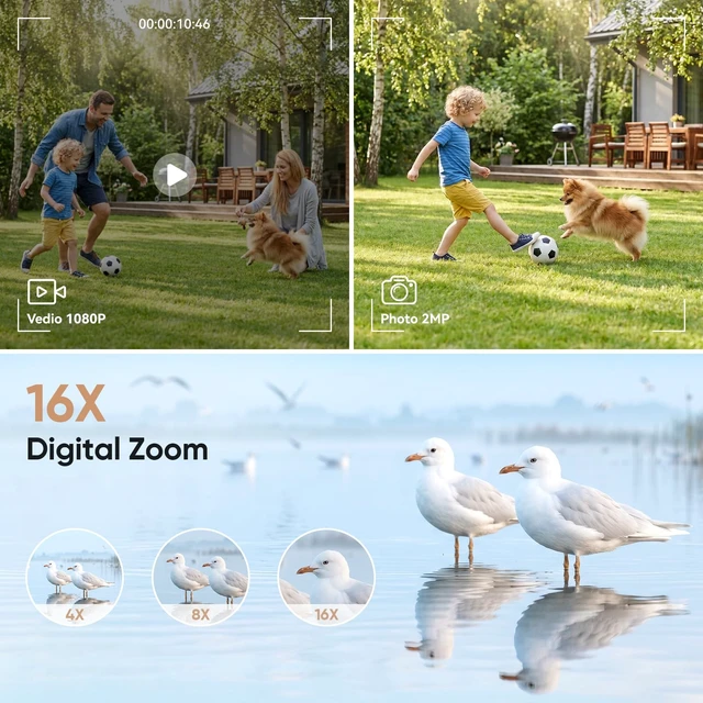 Alt view image 3 of 7 - Mini Keychain Camera, 1080P Mini Digital Camera with 32GB Card 2MP 0.96 Inch Tiny Camera, 16X Digital Zoom, 1080P HD Video, Rechargeable Battery, Micro Camera for Travel, Cream White