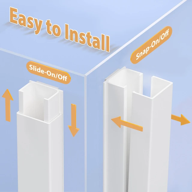 Alt view image 5 of 7 - 204in Wall Cord Hider, Cable Raceway for 1 Cord, W0.6in H0.4in, Beige Complete Accessory Cable Management Kit, Self-Adhesive, Easy-to-Install TV Cord Covers for Wall Wires