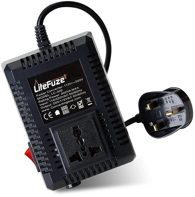Main image of 300 Watt Step Up/Step Down Travel Voltage Converter, 220/110v to 110/220v converter with Type G Plug - Compatible with Hair Straightener, Camera, Laptop & More