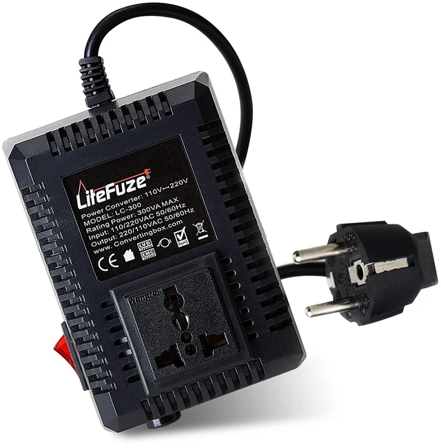 Main image of 300 Watt Step Up/Step Down Travel Voltage Converter, 220/110v to 110/220v converter with Type E/F Plug - Compatible with Hair Straightener, Camera, Laptop & More