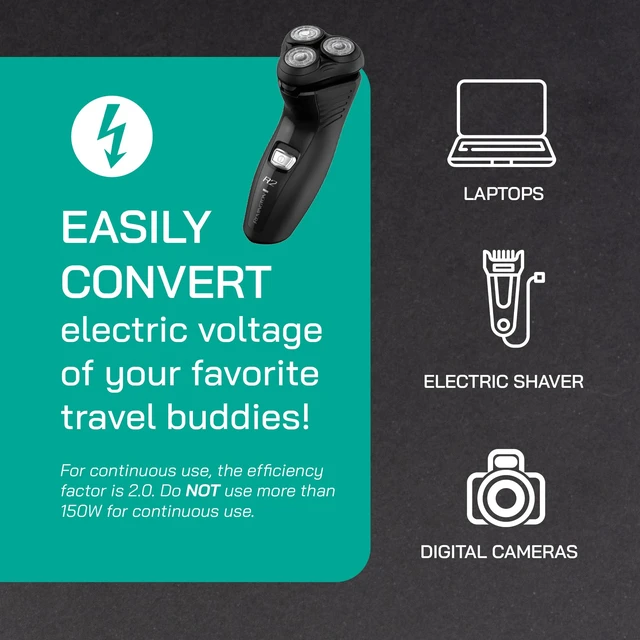 Alt view image 4 of 7 - 300 Watt Step Up/Step Down Travel Voltage Converter, 220/110v to 110/220v converter with Type E/F Plug - Compatible with Hair Straightener, Camera, Laptop & More