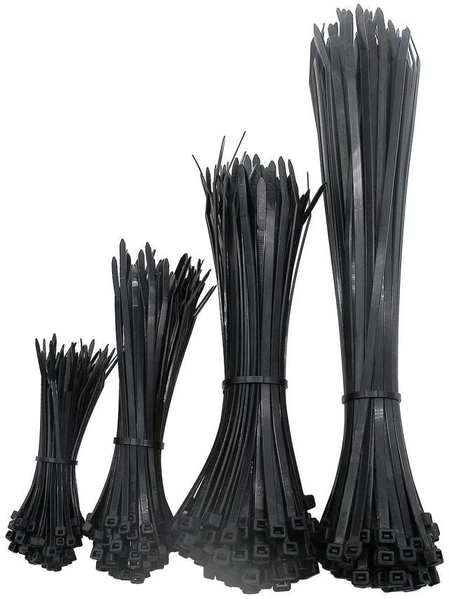 Alt view image 3 of 7 - UV resistant Black Zip Ties Assorted Sizes 4+6+8+12 Inch 400 Pack Self-locking,Assorted Cable Ties 4 inch 6 inch 8 inch 12 inch each 100 Mix Pack,Heavy dutyFor indoor and outdoorbag Pack