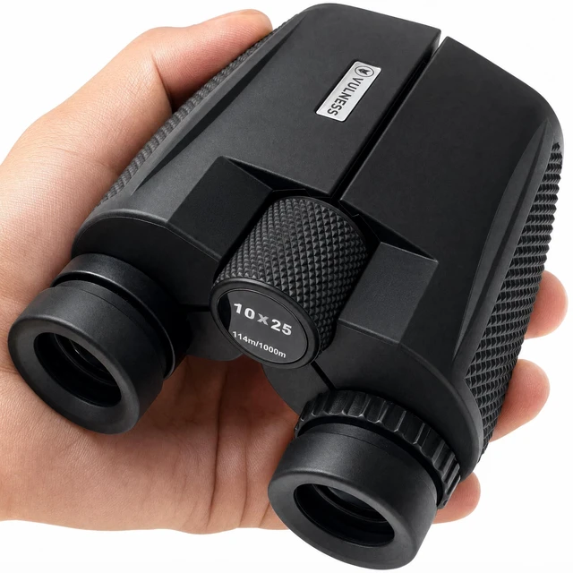 Main image of 10x25 Binoculars for Adults, Compact for Bird Watching & Cruises Folding pocket optics with BAK4 prism and FMC lenses; useful for Alaska trips, Norwegian cruises, hiking, camping & events